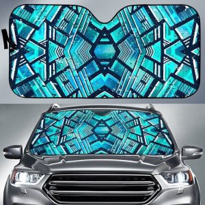 Turquoise Ethnic Aztec Car Auto Sun Shade