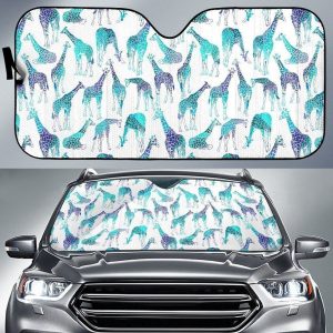 Turquoise Giraffe Car Auto Sun Shade