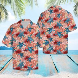 Turtle Hawaiian Shirt Summer Button Up