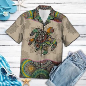 Turtle Mandala Hawaiian Shirt Summer Button Up