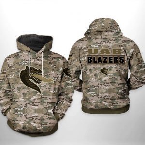 UAB Blazers NCAA Camo Veteran 3D Printed Hoodie/Zipper Hoodie