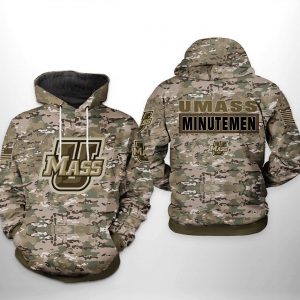 UMass Minutemen NCAA Camo Veteran 3D Printed Hoodie/Zipper Hoodie