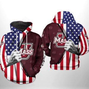 UMass Minutemen NCAA US Flag 3D Printed Hoodie/Zipper Hoodie
