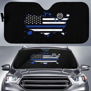 USA Thin Blue Line Flags Car Auto Sun Shade