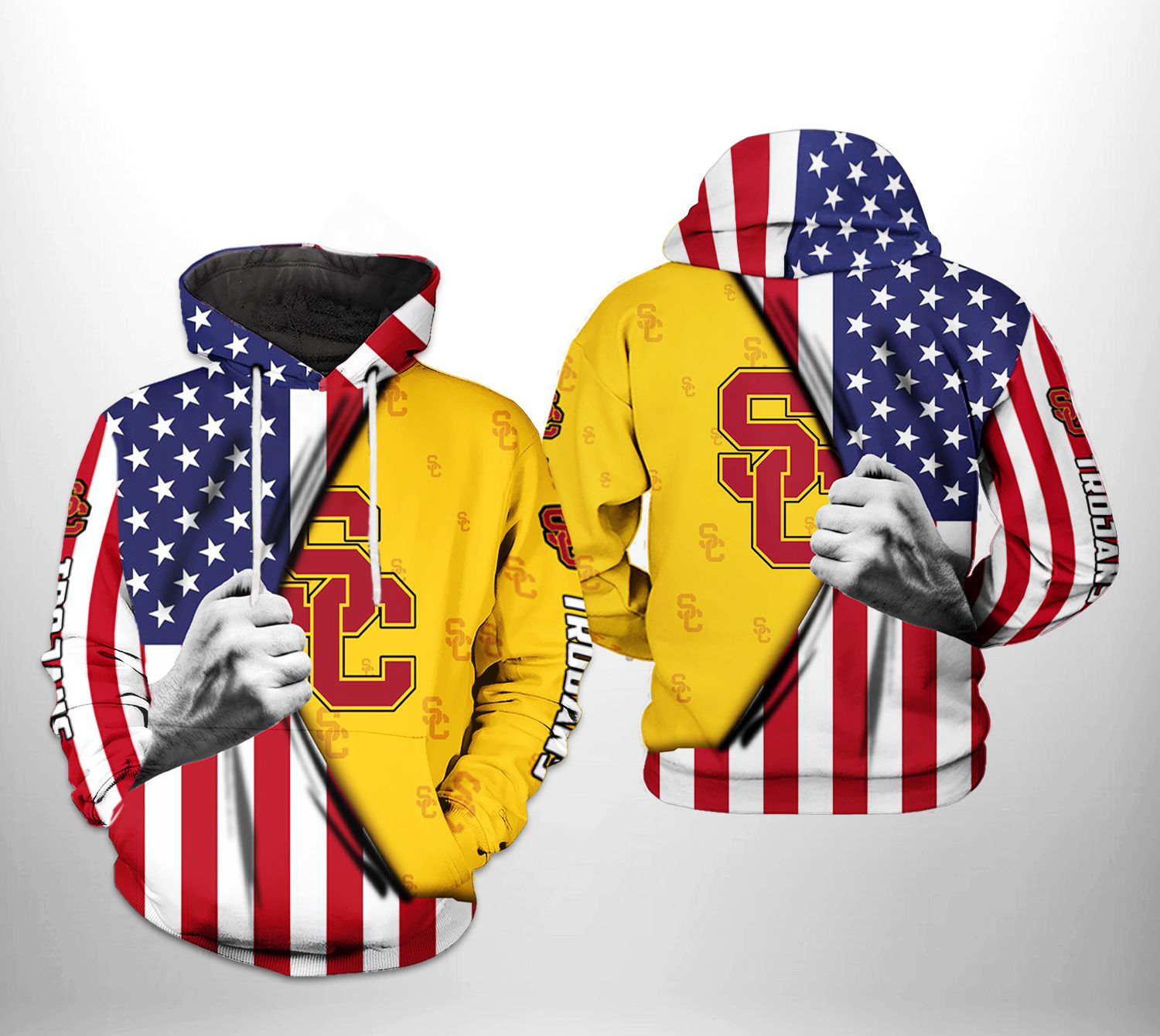 USC Trojans NCAA US Flag 3D Printed Hoodie/Zipper Hoodie USC Trojans NCAA US Flag 3D Printed Hoodie/Zipper Hoodie