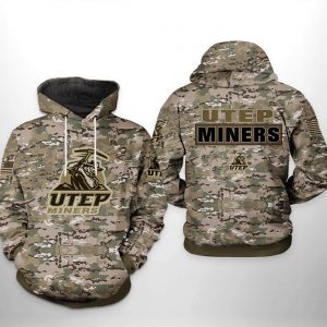 UTEP Miners NCAA Camo Veteran 3D Printed Hoodie/Zipper Hoodie