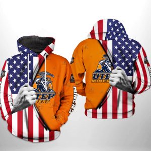 UTEP Miners NCAA US Flag 3D Printed Hoodie/Zipper Hoodie