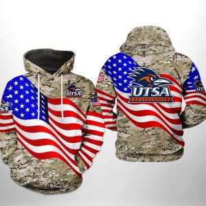 UTSA Roadrunners NCAA US Flag Camo Veteran 3D Printed Hoodie/Zipper Hoodie