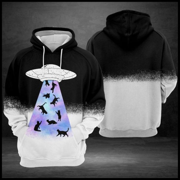 Ufo Attack Black Cat 3D Printed Hoodie/Zipper Hoodie