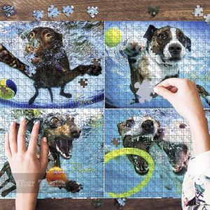 Underwater Dogs, Dogs For Dog Lover Jigsaw Puzzle Set