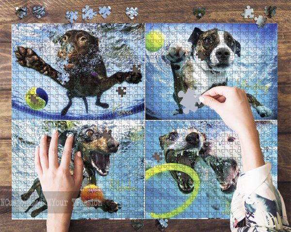 Underwater Dogs, Dogs For Dog Lover Jigsaw Puzzle Set