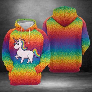Unicorn Pixel 3D Printed Hoodie/Zipper Hoodie