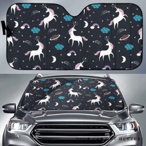 Unicorn Rainbows Moon Clound Star Pattern Car Auto Sun Shade