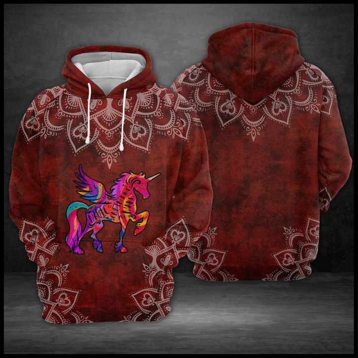 Unicorn Red Mandal 3D Printed Hoodie/Zipper Hoodie Unicorn Red Mandal 3D Printed Hoodie/Zipper Hoodie