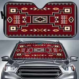 United Tribes Red Art Native American Design Car Auto Sun Shade