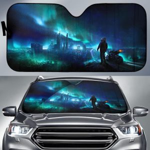 Urban Night Life Skyline Biker Alones Car Auto Sun Shade