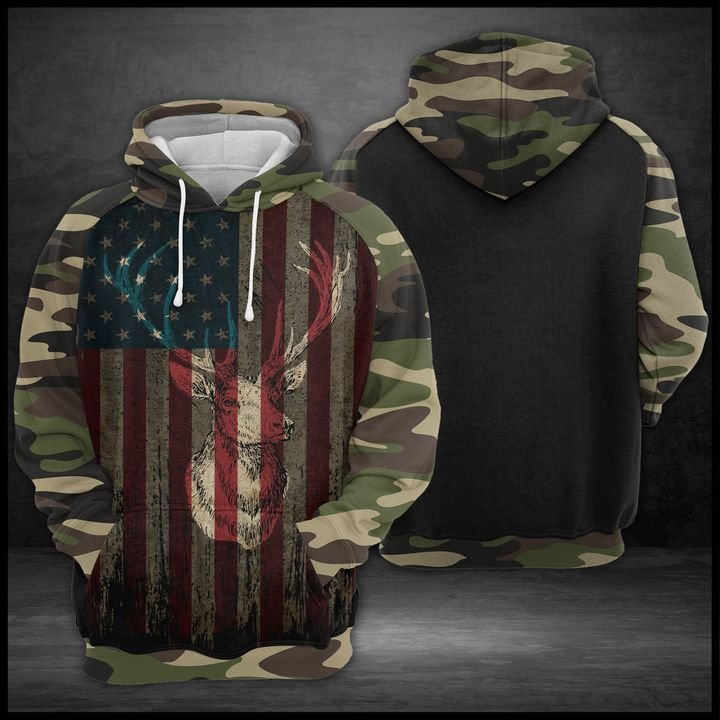 Us Flag Deer Hunting 3D Printed Hoodie/Zipper Hoodie Us Flag Deer Hunting 3D Printed Hoodie/Zipper Hoodie