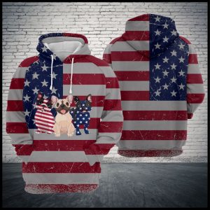 Us Flag French Bulldog 3D Printed Hoodie/Zipper Hoodie