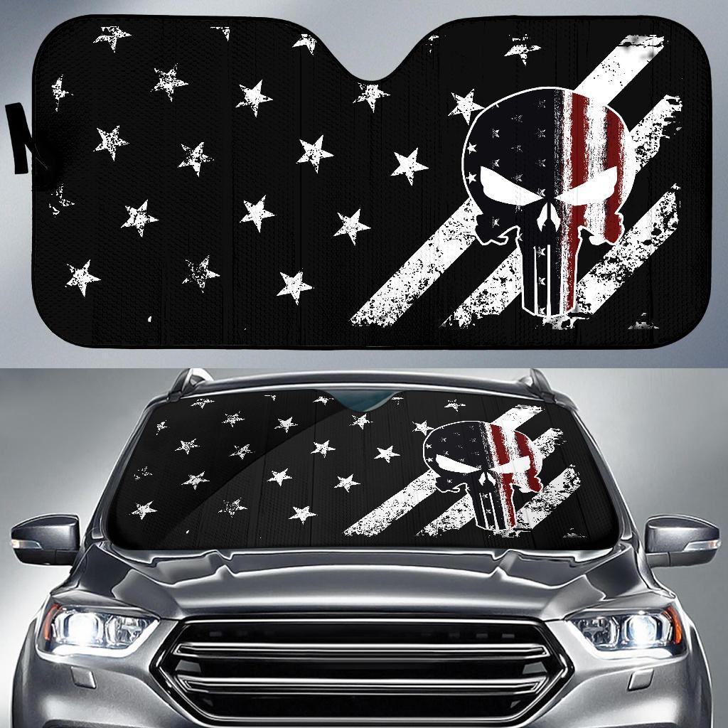 Usa Flag Patriotic Punisher Car Auto Sun Shade Usa Flag Patriotic Punisher Car Auto Sun Shade
