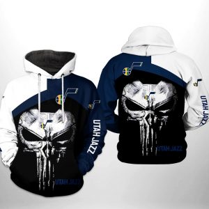 Utah Jazz NBA Skull Punisher Team 3D Printed Hoodie/Zipper Hoodie