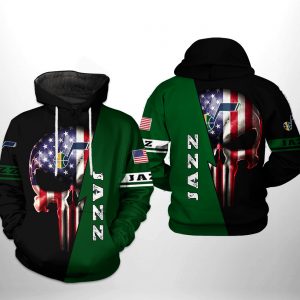 Utah Jazz NBA US Flag Skull Team 3D Printed Hoodie/Zipper Hoodie