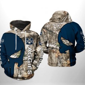 Utah State Aggies NCAA Camo Veteran Hunting 3D Printed Hoodie/Zipper Hoodie