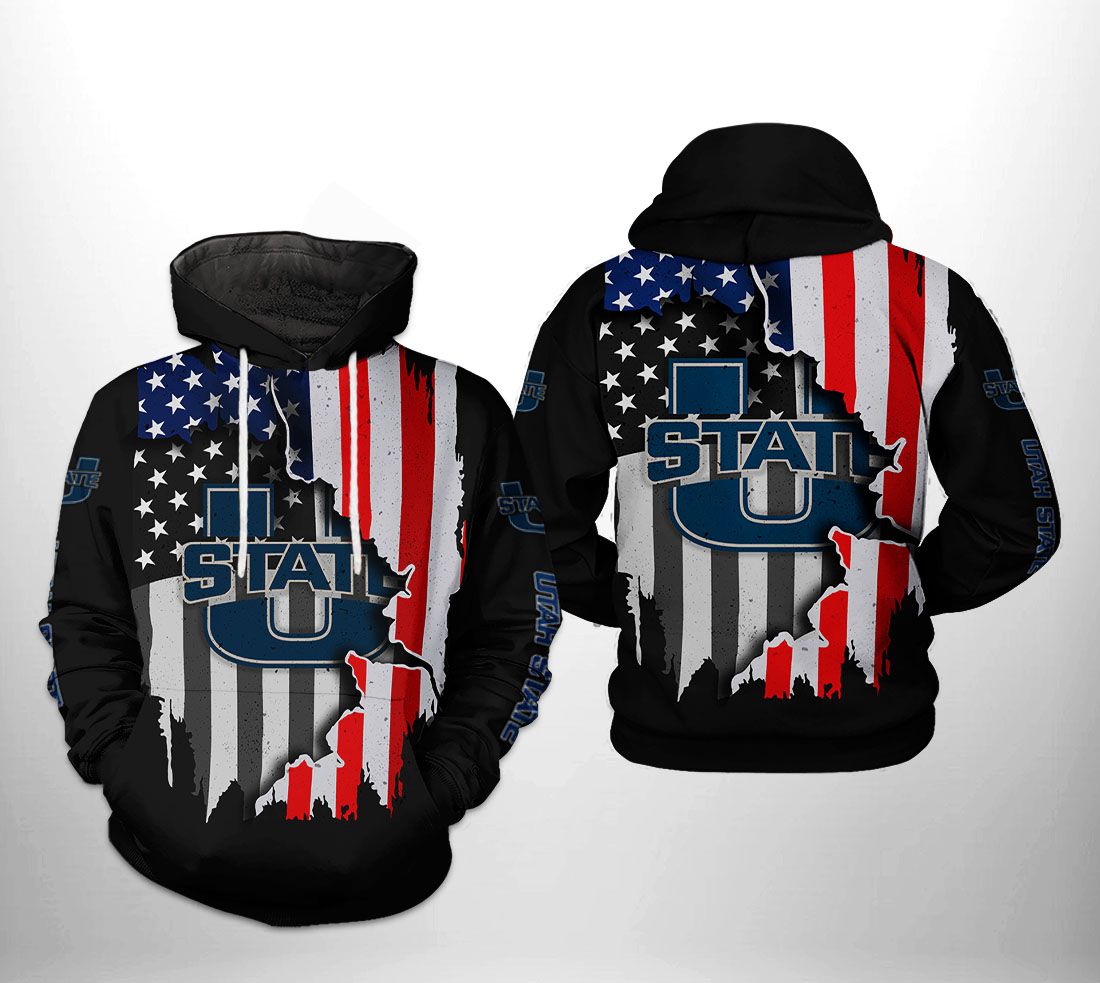 Utah State Aggies NCAA US Flag 3D Printed Hoodie/Zipper Hoodie Utah State Aggies NCAA US Flag 3D Printed Hoodie/Zipper Hoodie