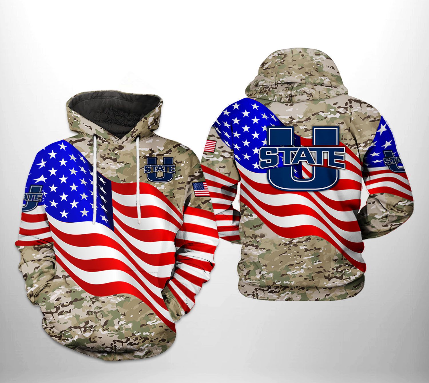Utah State Aggies NCAA US Flag Camo Veteran 3D Printed Hoodie/Zipper Hoodie Utah State Aggies NCAA US Flag Camo Veteran 3D Printed Hoodie/Zipper Hoodie