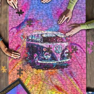 Van In Colorful Background Jigsaw Puzzle Set