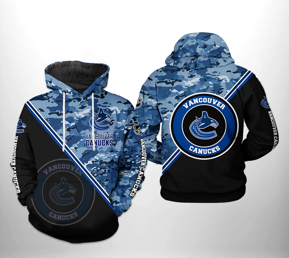 Vancouver Canucks NHL Camo Team 3D Printed Hoodie/Zipper Hoodie Vancouver Canucks NHL Camo Team 3D Printed Hoodie/Zipper Hoodie