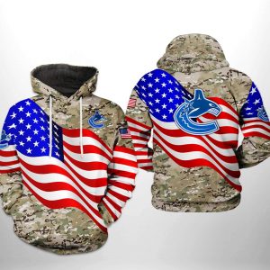 Vancouver Canucks NHL US FLag Camo Veteran 3D Printed Hoodie/Zipper Hoodie