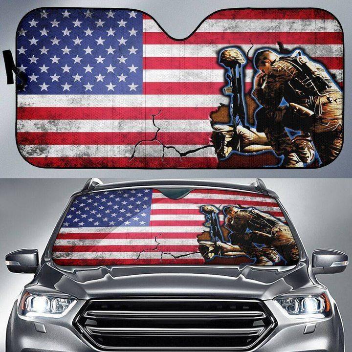 Veteran American Flag Car Auto Sun Shade Veteran American Flag Car Auto Sun Shade