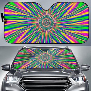 Vibrant Psychedelic Optical Illusion Car Auto Sun Shade