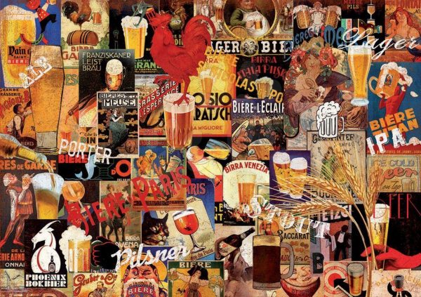 Vintage Beer Collage Jigsaw Puzzle Set