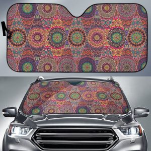 Vintage Bohemian Floral Mandala Car Auto Sun Shade