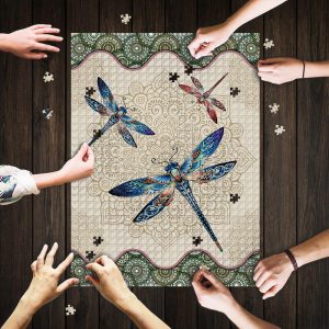 Vintage Dragonfly Mandala Jigsaw Puzzle Set