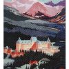Vintage Exterior View Of Banff Springs Hotel Jigsaw Puzzle Set