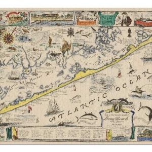Vintage Long Beach Island Map Jigsaw Puzzle Set