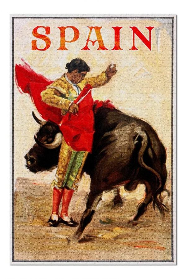 Vintage Matador And Bull Jigsaw Puzzle Set