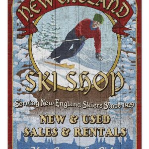 Vintage New England Ski Shop Jigsaw Puzzle Set