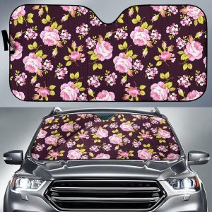 Vintage Pink Rose Floral Car Auto Sun Shade