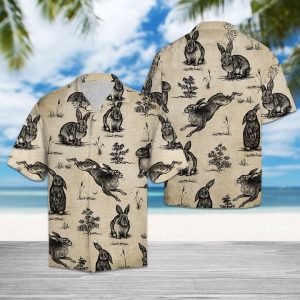 Vintage Rabbit Hawaiian Shirt Summer Button Up
