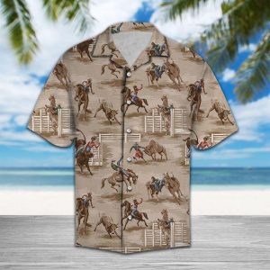 Vintage Rodeo Hawaiian Shirt Summer Button Up