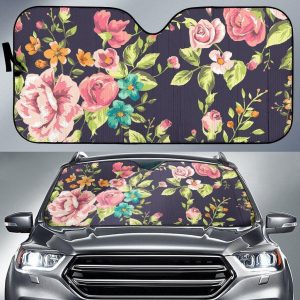 Vintage Rose Floral Flower Car Auto Sun Shade