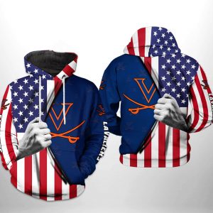 Virginia Cavaliers NCAA US Flag 3D Printed Hoodie/Zipper Hoodie