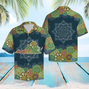 Virginia Floral Mandala Hawaiian Shirt Summer Button Up