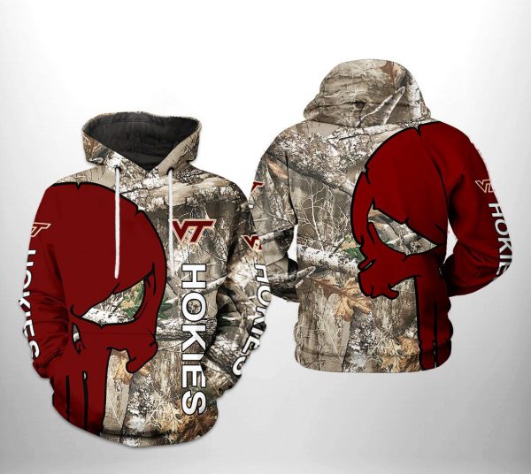Virginia Tech Hokies NCAA Camo Veteran Hunting 3D Printed Hoodie/Zipper Hoodie
