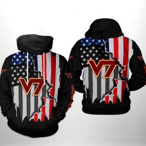 Virginia Tech Hokies NCAA US Flag 3D Printed Hoodie/Zipper Hoodie