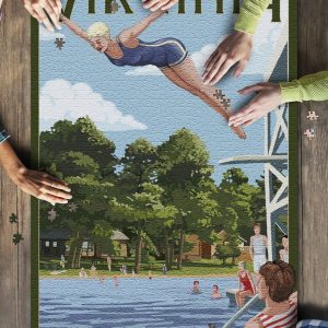 Virginia Woman Diving And Lake Jigsaw Puzzle Set