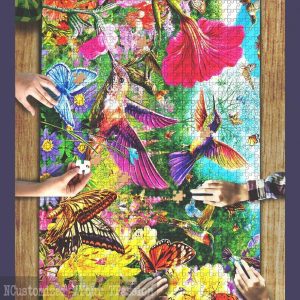 Vivid Hummingbird Garden Jigsaw Puzzle Set